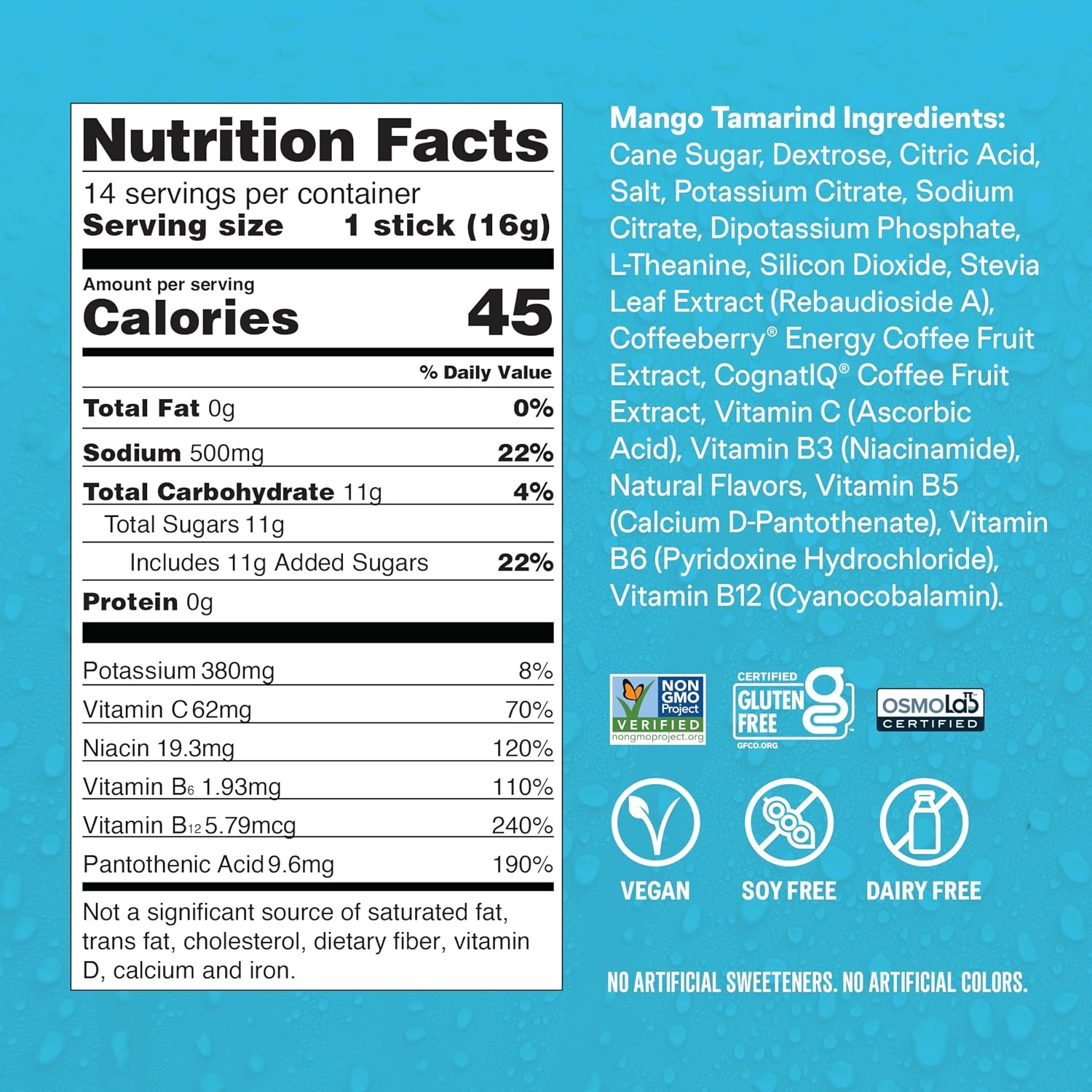image:imageLiquid IV Hydration Multiplier Energy Mango Tamarind Electrolyte Powder Drink Mix 1 Pack 14 ServingsMango Tamarind