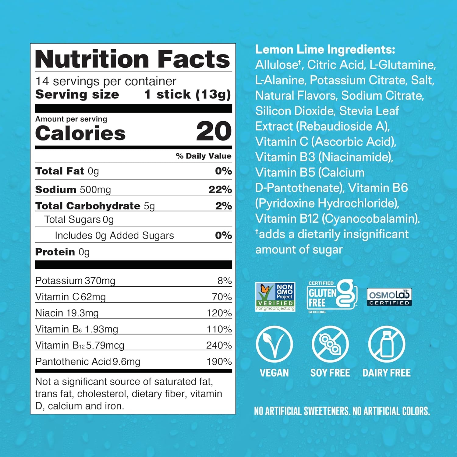 image:imageLiquid IV Hydration Multiplier SugarFree Raspberry Melon Electrolyte Powder Drink Mix 1 Pack 14 ServingsLemon Lime