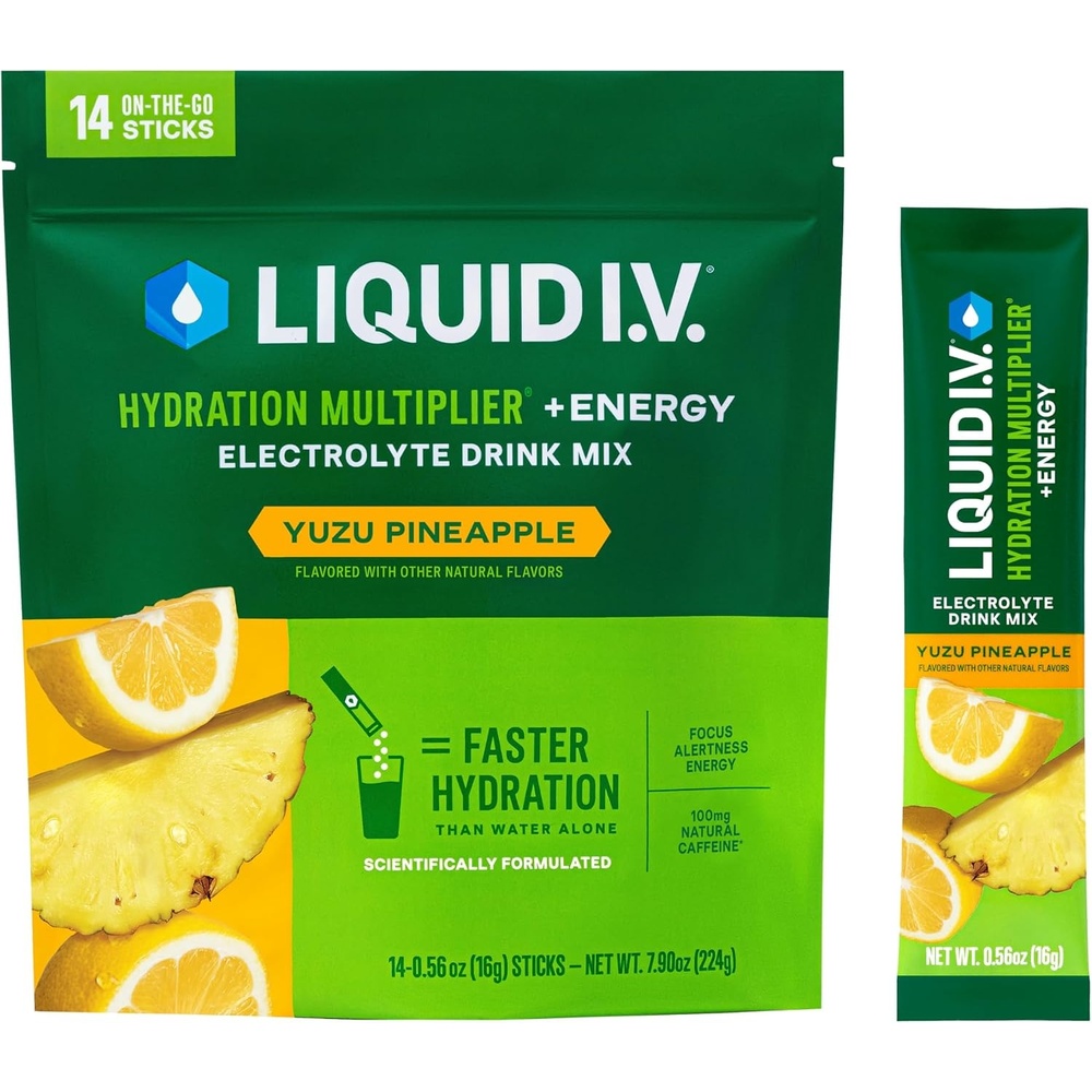 image:imageLiquid IV Hydration Multiplier Energy Mango Tamarind Electrolyte Powder Drink Mix 1 Pack 14 ServingsYuzu Pineapple