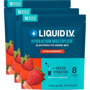 Liquid I.V.® Hydration Multiplier – Grapefruit | Electrolyte Powder Drink Mix | 3 Pack (48 Servings)(Strawberry)