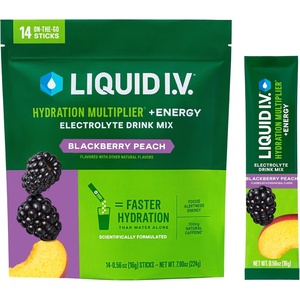 Liquid I.V.® Hydration Multiplier +Energy – Mango Tamarind | Electrolyte Powder Drink Mix | 1 Pack (14 Servings)(Blackberry Peach)