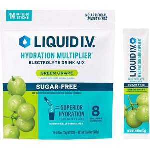 Liquid I.V.® Hydration Multiplier Sugar-Free – Raspberry Melon | Electrolyte Powder Drink Mix | 1 Pack (14 Servings)(Green Grape)
