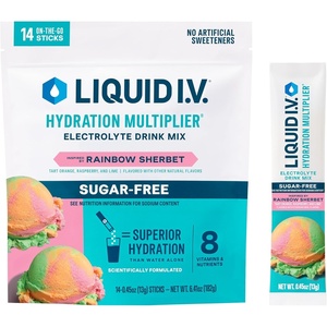 Liquid I.V.® Hydration Multiplier Sugar-Free – Raspberry Melon | Electrolyte Powder Drink Mix | 1 Pack (14 Servings)(Rainbow Sherbet)